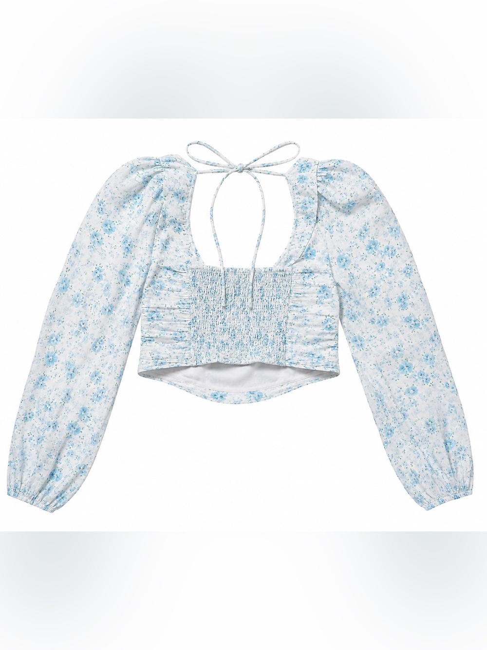 Free People Another Life Floral Peasant Top Cottagecore Blue S - Picture 2 of 9